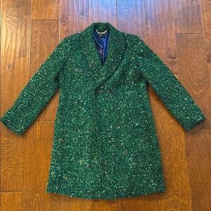 Jcrew Green Tweed Double-Breasted Coat